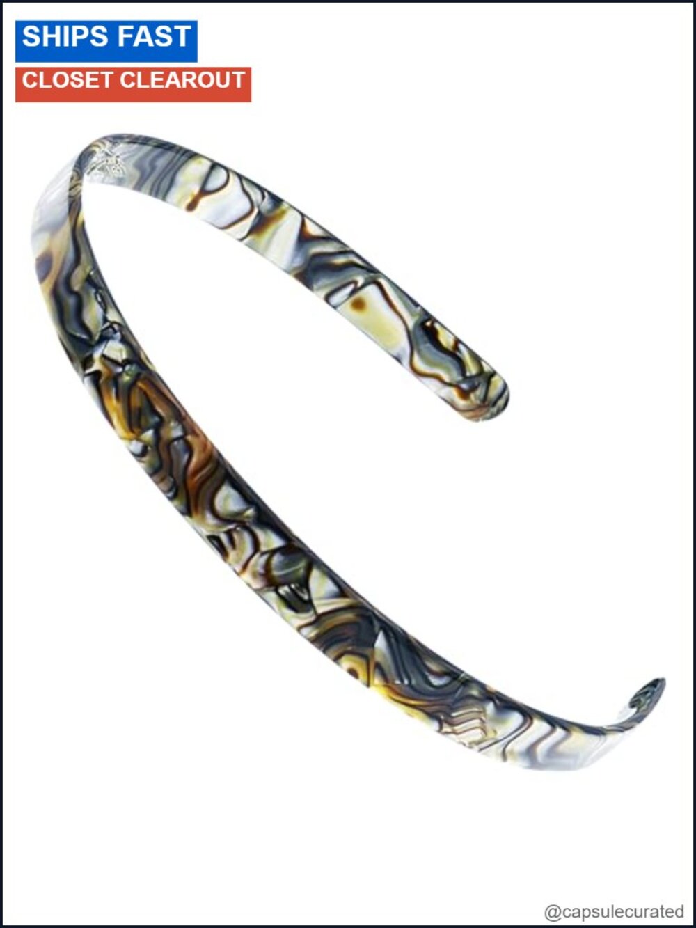 French Handmade Cellulose Acetate Headband No Slip Grip 0.50 Inch